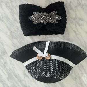 Elegant wool hairband and black hat